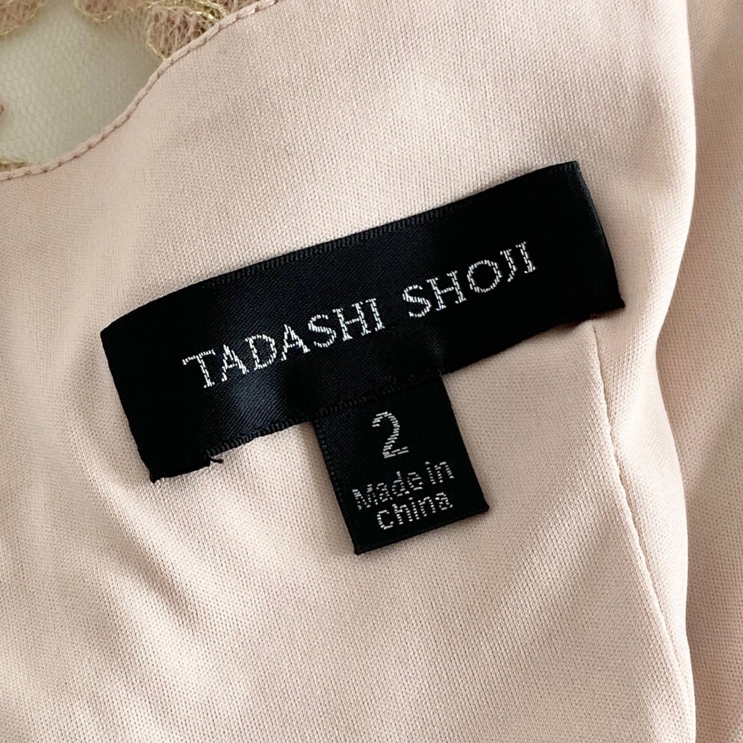 4L9《美品》定価\91,300 TADASHI SHOJI タダシショウジ コードレースドレス 2 ピンク ゴールド ワンピース パーティ クラブ dress