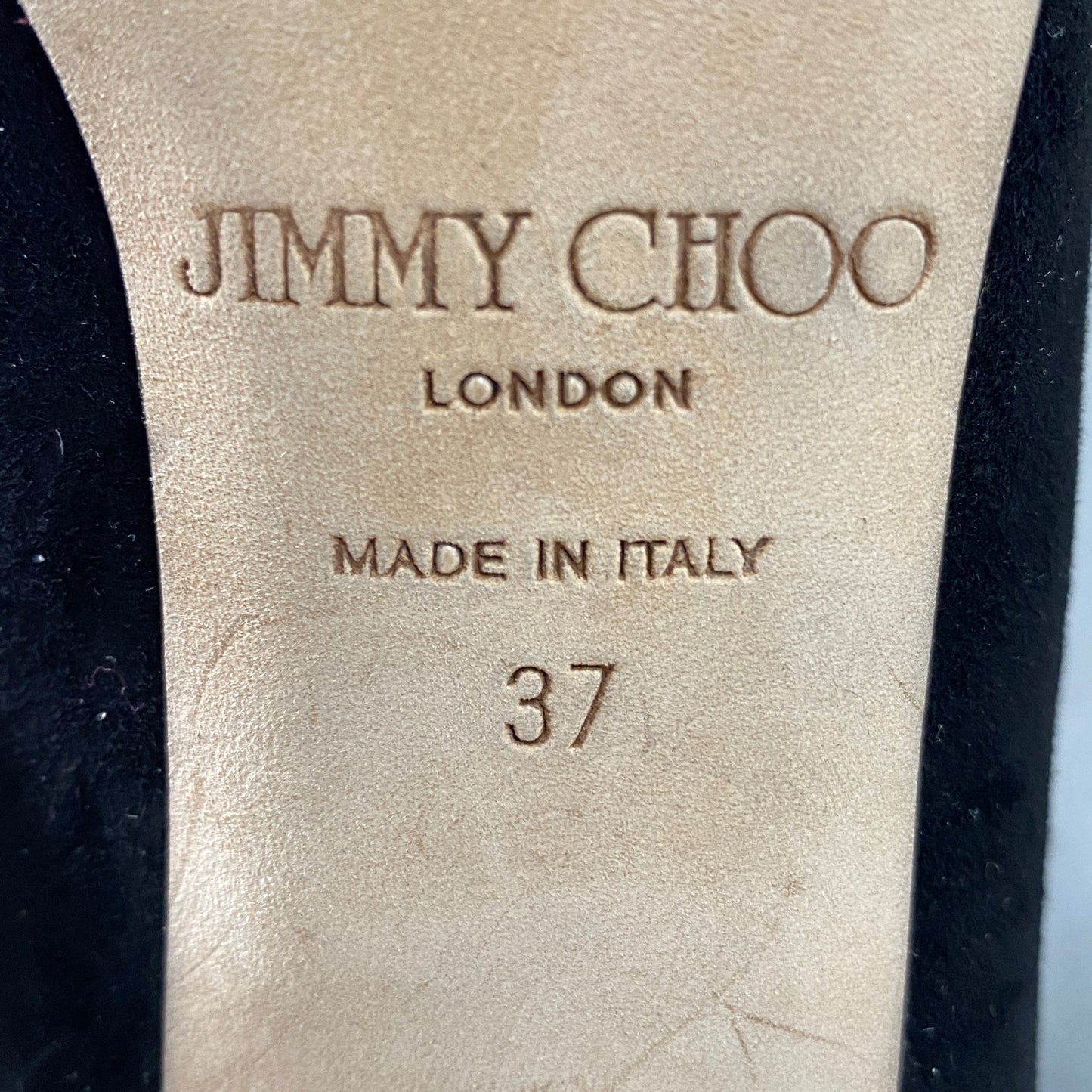 5a28 JIMMY CHOO ジミーチュウ イタリア製 247MENDEZ バックジップ ヒール ブーティ シューズ 37 ブラック スエード レザー MADE IN ITALY