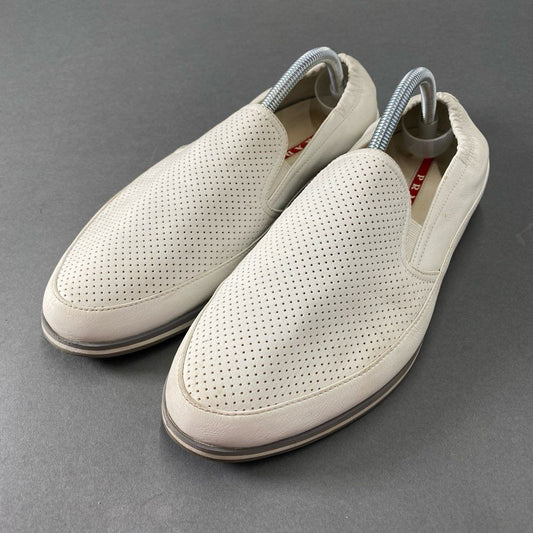 4b29 PRADA SPORTS プラダ スポーツ レザー スリッポン スニーカー 8 ホワイト ローカット シューズ SLIP-ON