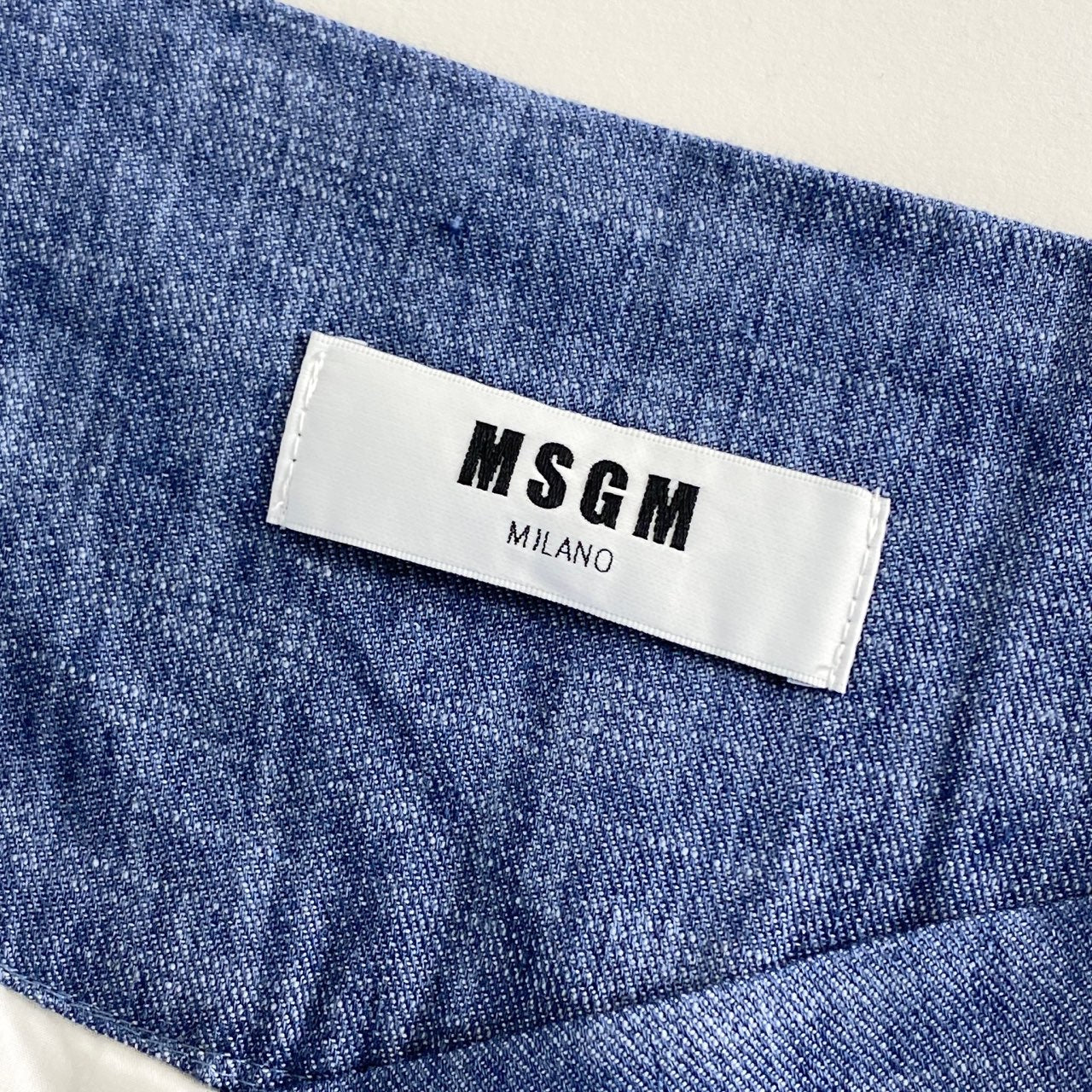 45a29 《美品》 イタリア製 MSGM エムエスジーエム ウエストベルト ワイドパンツ スラックス リネン混 42 ブルー レディース 女性用