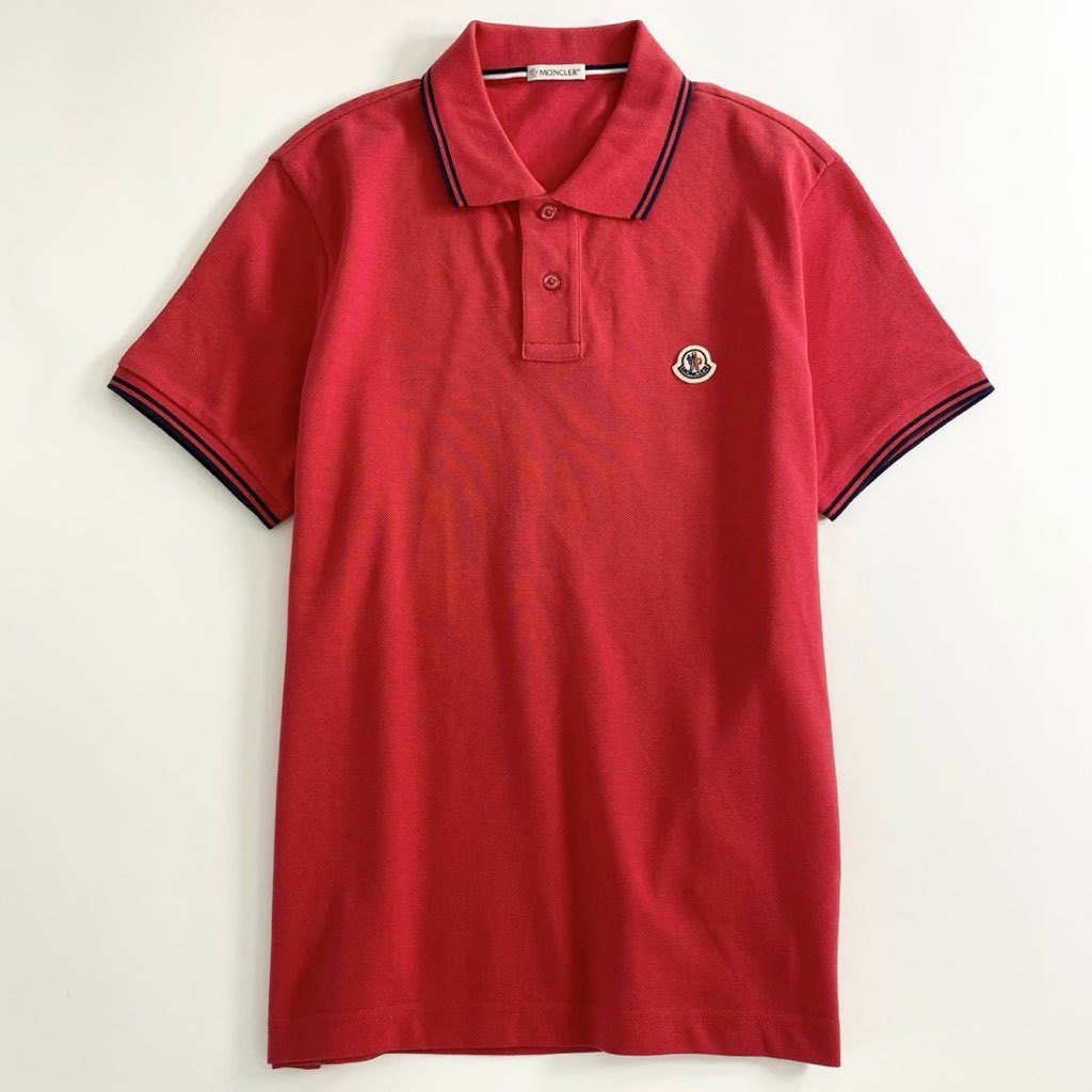 6e19-11 未使用タグ付☆MONCLER モンクレール ロゴワッペンポロシャツ サイズS レッド MAGLIA POLO MANICA C マリアポロマニカ メンズ