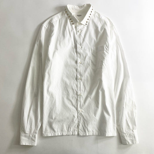 51b25 VALENTINO ヴァレンティノ スタッズカラーシャツ 41 ホワイト イタリア製 ワンポケ SHIRT 長袖