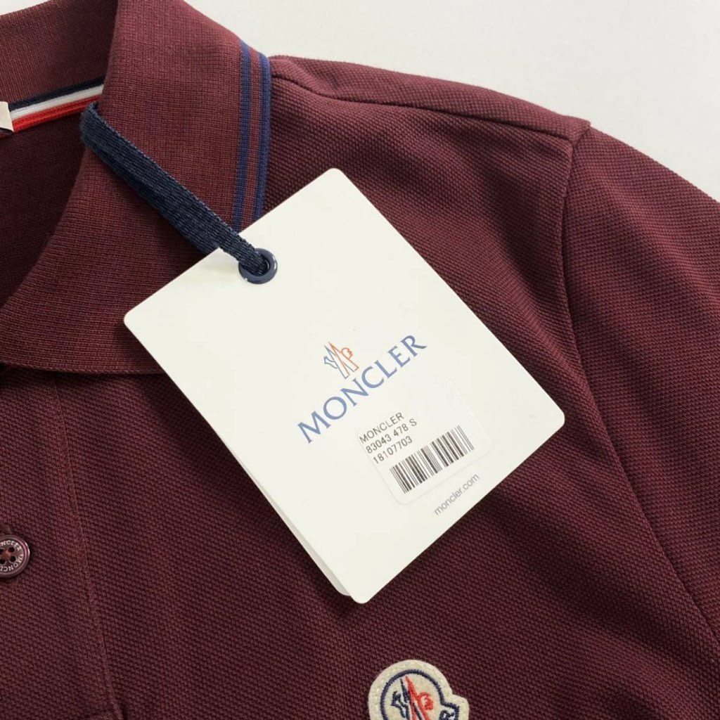 7e19-16 タグ付 MONCLER モンクレール ロゴワッペンポロシャツ サイズS ボルドー MAGLIA POLO MANICA マリアポロマニカ メンズ 半袖 春夏