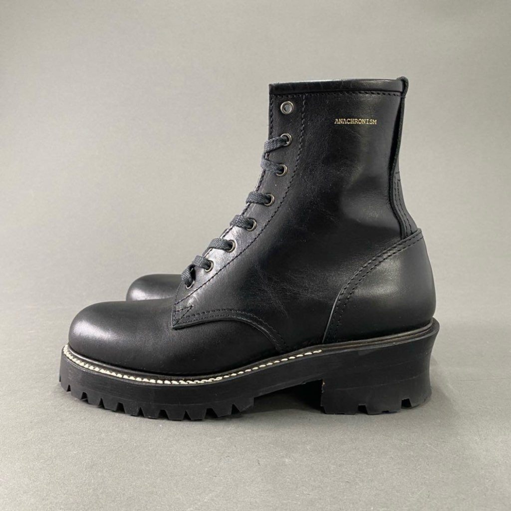 7f8 《美品》 ANACHRONISM アナクロニズム ANN-00185 LOGGER BOOTS ロガーブーツ レースアップ レザー 8 vibramソール メンズ 男性用