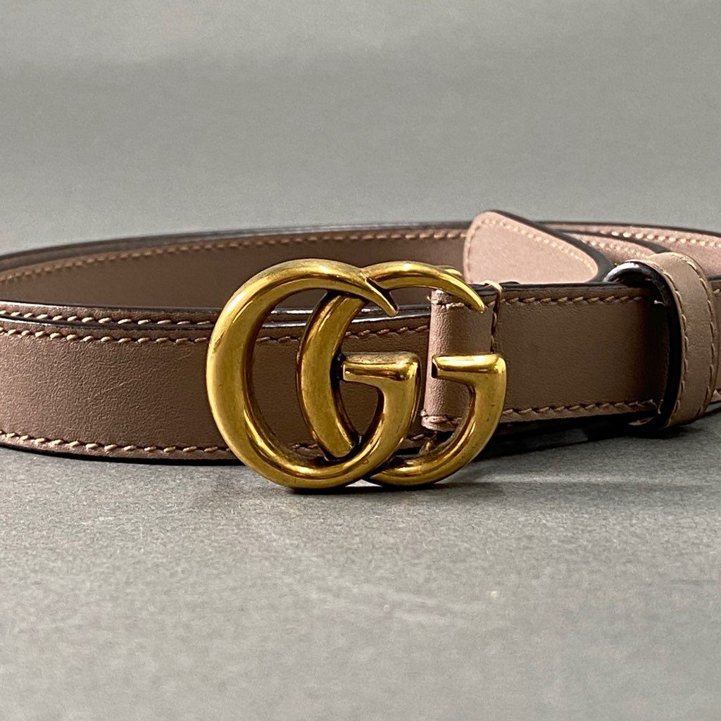 b8-6 GUCCI グッチ 409417 イタリア製 ダブルG バックル ベルト インターロッキングG  ピンクベージュ レザー MADE IN ITALY