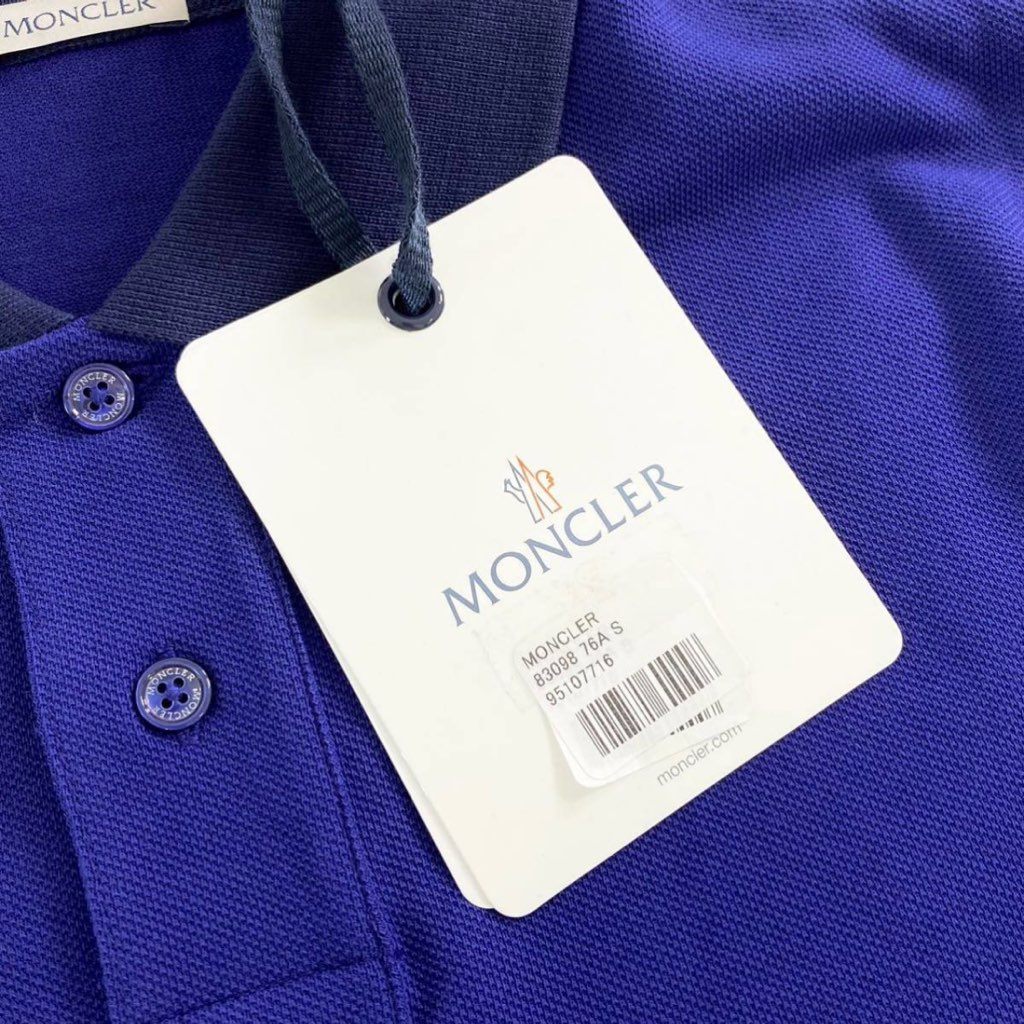 6e19-12 未使用タグ付☆MONCLER モンクレール ロゴワッペンポロシャツ サイズS ネイビー MAGLIA POLO MANICA マリアポロマニカ メンズ