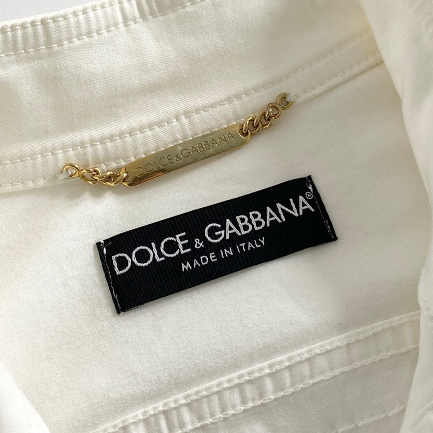 30a28 DOLCE&GABBANA  ドルチェアンドガッバーナ ストレッチジャケット 36 ホワイト 金ボタン カバーオール イタリア製