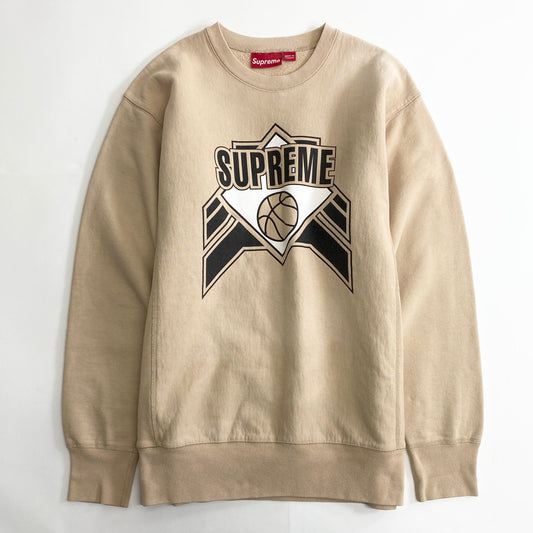 73k12《美品》Supreme シュプリーム 04AW バスケットボール ロゴスウェット L ベージュ トレーナー basketball カナダ製