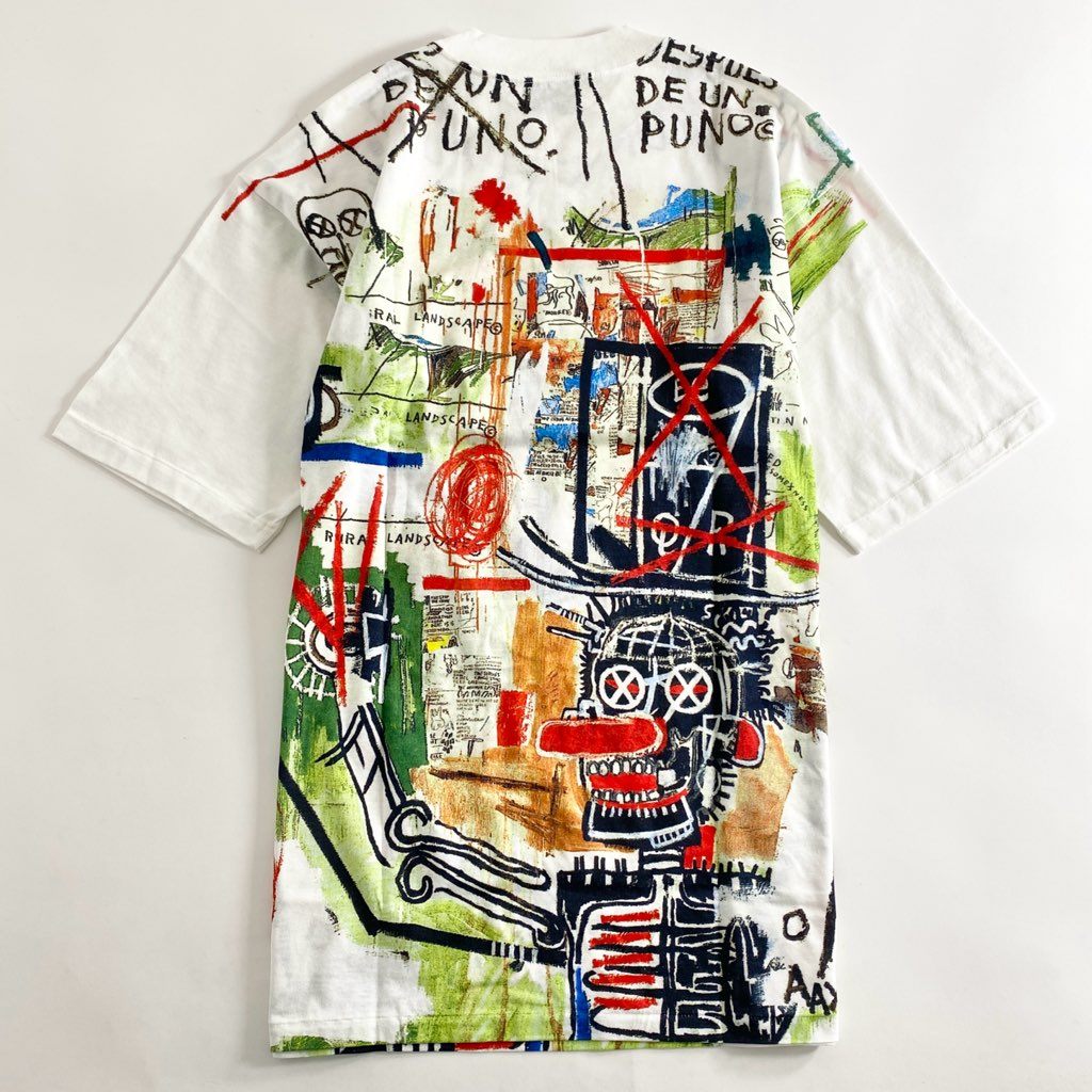 58b13 《美品》 BASQUIAT バスキア 00’s デッドストック 展覧会限定 アートTシャツ ホワイト 日本製 ジャン＝ミシェル バスキア カットソー TEE 絵画