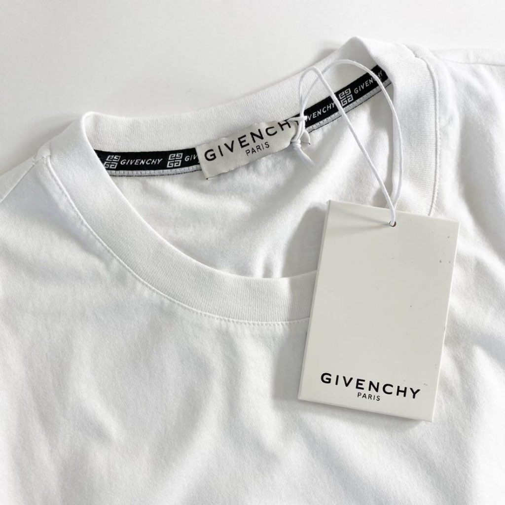 7e20 未使用タグ付 GIVENCHY ジバンシー VINTAGE SLIM FIT T-SHIRT サイズL ホワイト メンズ Tシャツ 半袖 ロゴプリント クルーネック