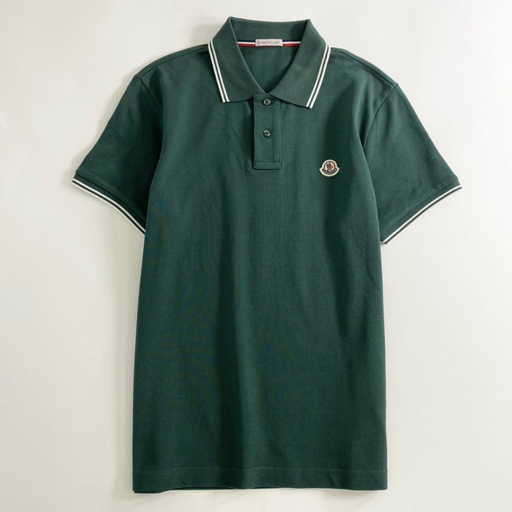 7e19-12 タグ付 MONCLER モンクレール ロゴワッペンポロシャツ サイズS グリーン MAGLIA POLO MANICA マリアポロマニカ メンズ 半袖 春夏