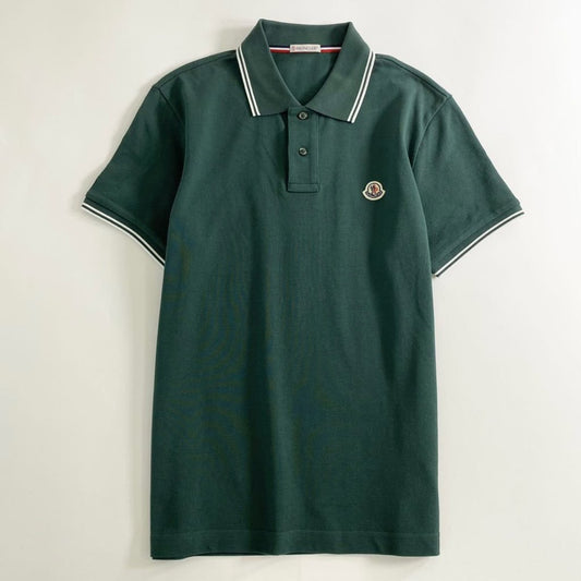 7e19-12 タグ付 MONCLER モンクレール ロゴワッペンポロシャツ サイズS グリーン MAGLIA POLO MANICA マリアポロマニカ メンズ 半袖 春夏