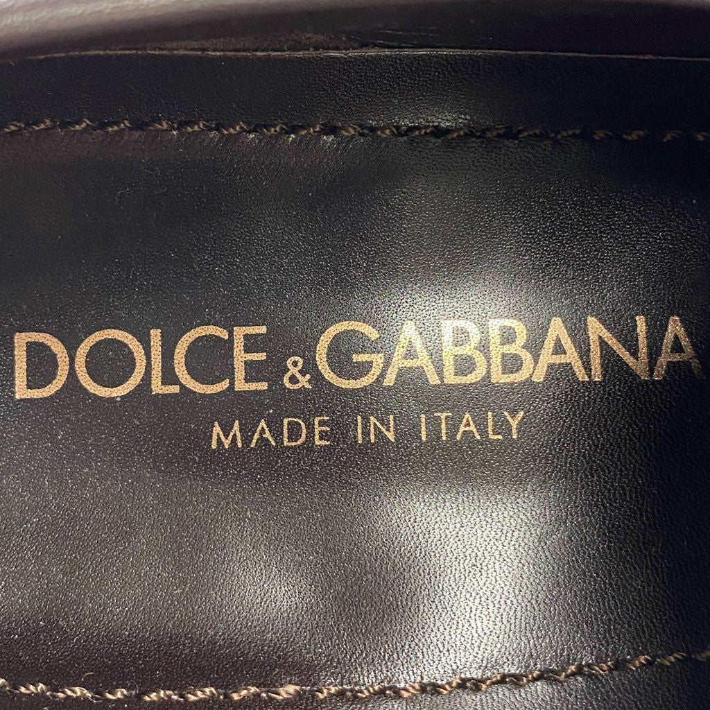 1b27 定価￥63,000 DOLCE&GABBANA ドルチェアンドガッバーナ パイソンレザー ローファー ドレスシューズ 6 1/2 スカイグレイ グレー D&G ドルガバ