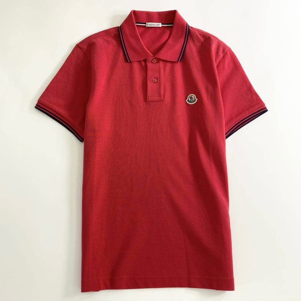 6e19-5 未使用タグ付☆MONCLER モンクレール ロゴワッペンポロシャツ サイズS レッド MAGLIA POLO MANICA C マリアポロマニカ メンズ