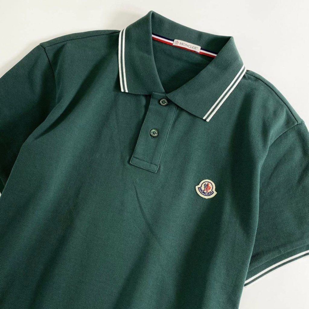 6e19-9 未使用タグ付☆MONCLER モンクレール ロゴワッペンポロシャツ サイズS グリーン MAGLIA POLO MANICA C マリアポロマニカ メンズ