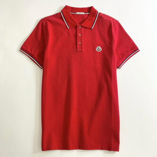 7e19-3 タグ付 MONCLER モンクレール ロゴワッペンポロシャツ サイズS レッド MAGLIA POLO MANICA C マリアポロマニカ 半袖 春夏