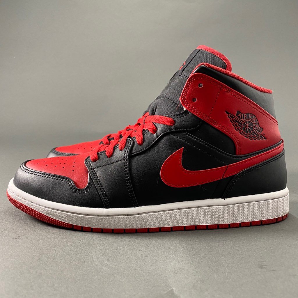 b6 NIKE ナイキ DQ8426-060 Jordan 1 Mid Bred Toe エアジョーダン ハイカットスニーカー シューズ 29cm ブラック レッド