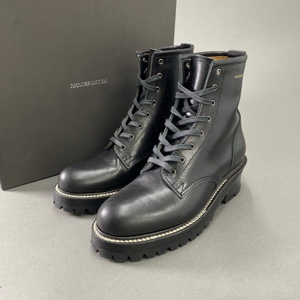 7f8 《美品》 ANACHRONISM アナクロニズム ANN-00185 LOGGER BOOTS ロガーブーツ レースアップ レザー 8 vibramソール メンズ 男性用