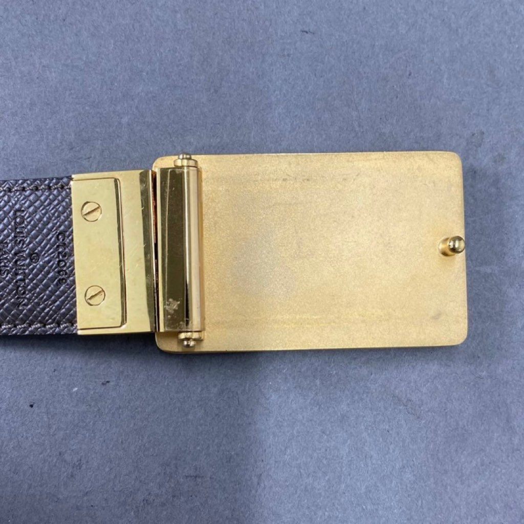 g6 《美品》 LOUIS VUITTON ルイヴィトン サンチュール・アンヴァントゥール ダミエ・エベヌ M9677 レザーベルト 85/34 メンズ 男性用 正規品