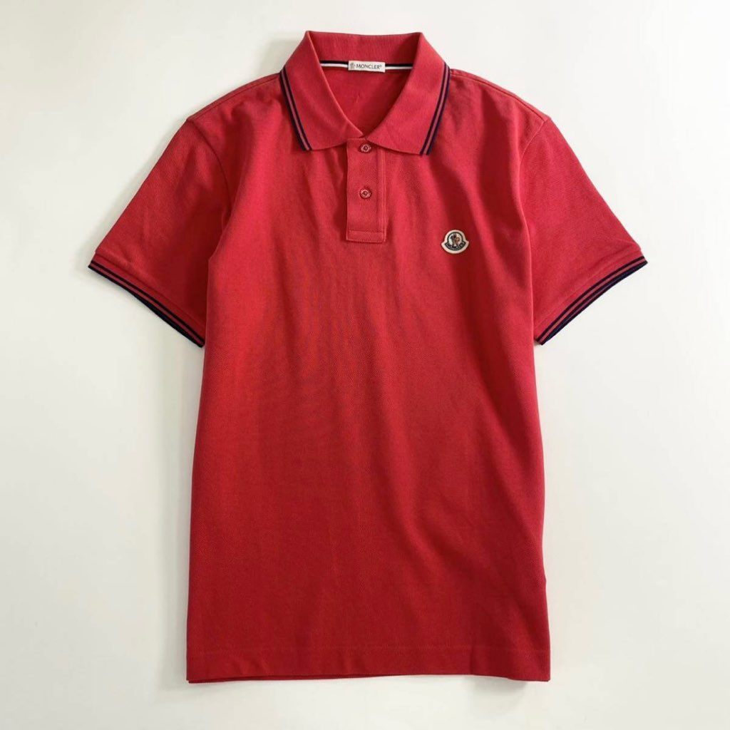 6e19-13 未使用タグ付☆MONCLER モンクレール ロゴワッペンポロシャツ サイズS レッド  MAGLIA POLO MANICA C マリアポロマニカ メンズ