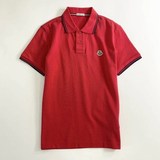 6e19-13 未使用タグ付☆MONCLER モンクレール ロゴワッペンポロシャツ サイズS レッド  MAGLIA POLO MANICA C マリアポロマニカ メンズ 夏