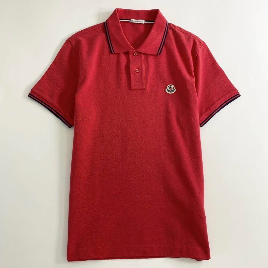 6e19-1 未使用タグ付☆MONCLER モンクレール ロゴワッペンポロシャツ サイズS レッド MAGLIA POLO MANICA C マリアポロマニカ メンズ