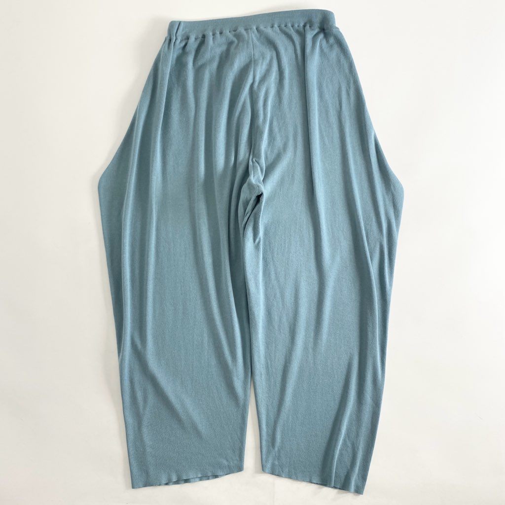 71c10 ISSEY MIYAKE イッセイミヤケ ニットワイドパンツ 2 ブルー シルク混 日本製 IM12KF754 Knit Wide Pants