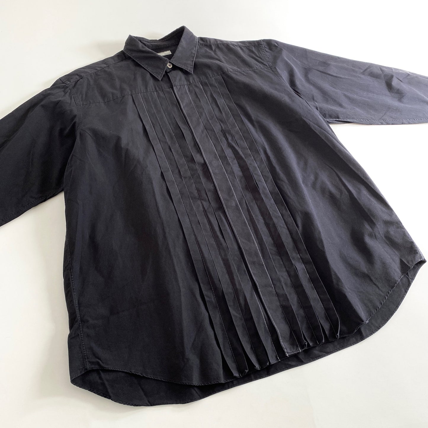 25a29 90s COMME des GARCONS HOMME コムデギャルソンオム 日本製 長袖シャツ ドレスシャツ ロングスリーブ HB-040290  ブラック コットン AD1999 MADE IN JAPAN VINTAGE