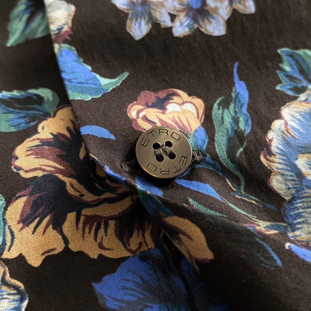 48j8 《未使用》ETRO エトロ フラワープリントシャツ 41 ブラウン メンズ 長袖 羽織 花柄 1flower print shirt イタリア製 タグ付き