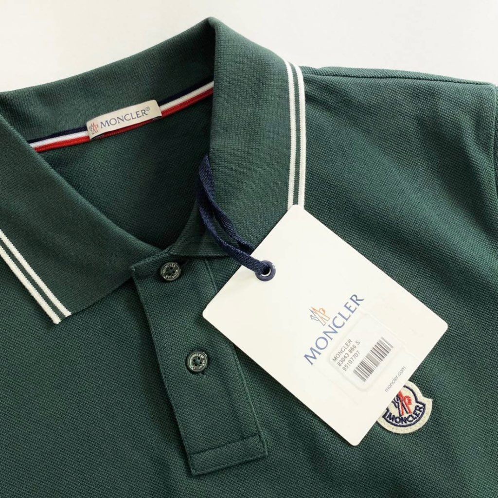 7e19-7 タグ付☆MONCLER モンクレール ロゴワッペンポロシャツ サイズS グリーン MAGLIA POLO MANICA C マリアポロマニカ メンズ 半袖