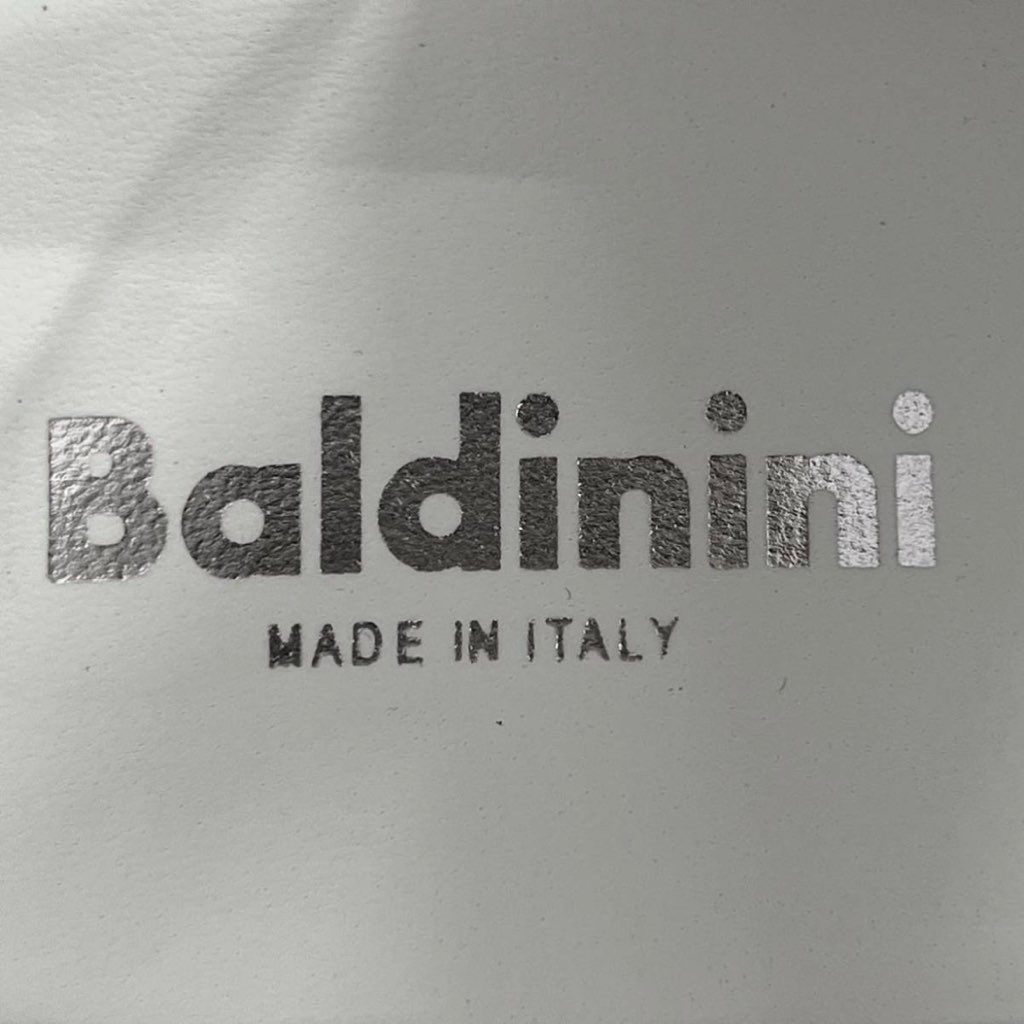 14e29 《美品》 イタリア製 Baldinini バルディニーニ レザー ストラップ サンダル チャンキーヒール ロゴ 37 1/2 ホワイト レディース