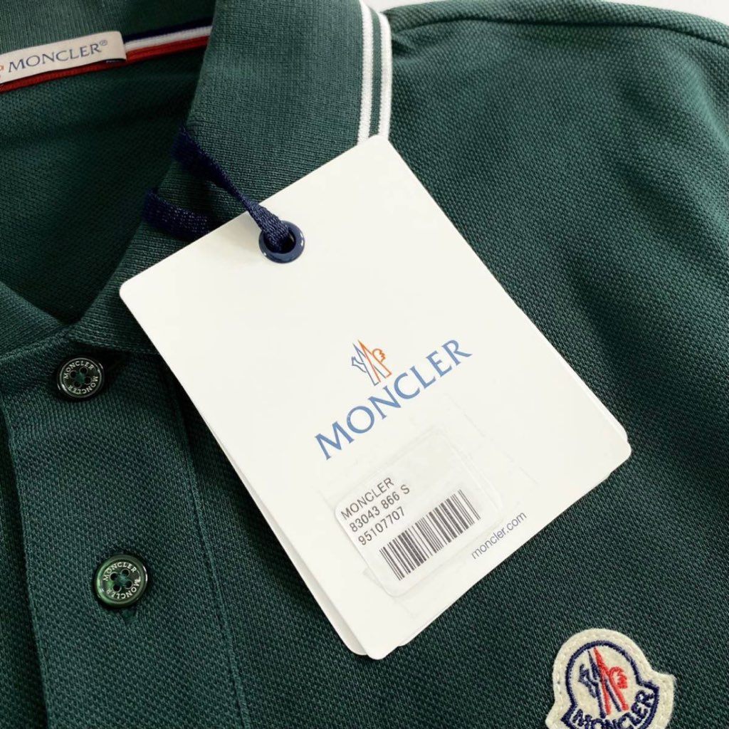 6e19-9 未使用タグ付☆MONCLER モンクレール ロゴワッペンポロシャツ サイズS グリーン MAGLIA POLO MANICA C マリアポロマニカ メンズ