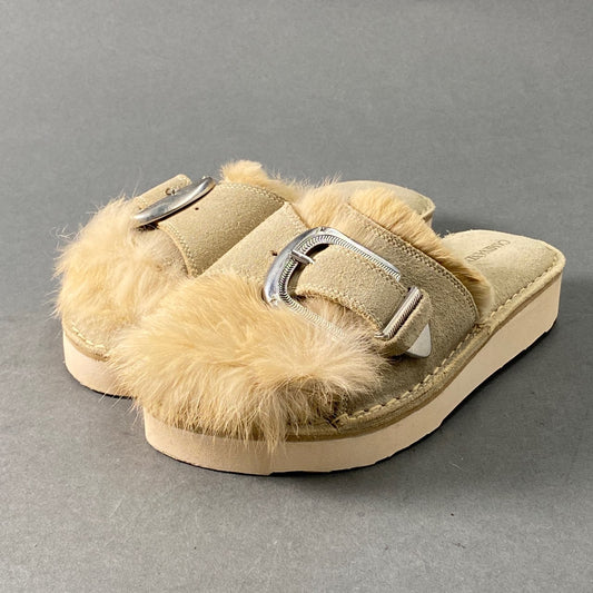 1A14 CAMINANDO カミナンド SINGLE STRAP ECO FUR SANDAL エコファーサンダル 5 ベージュ スウェードレザー バックル