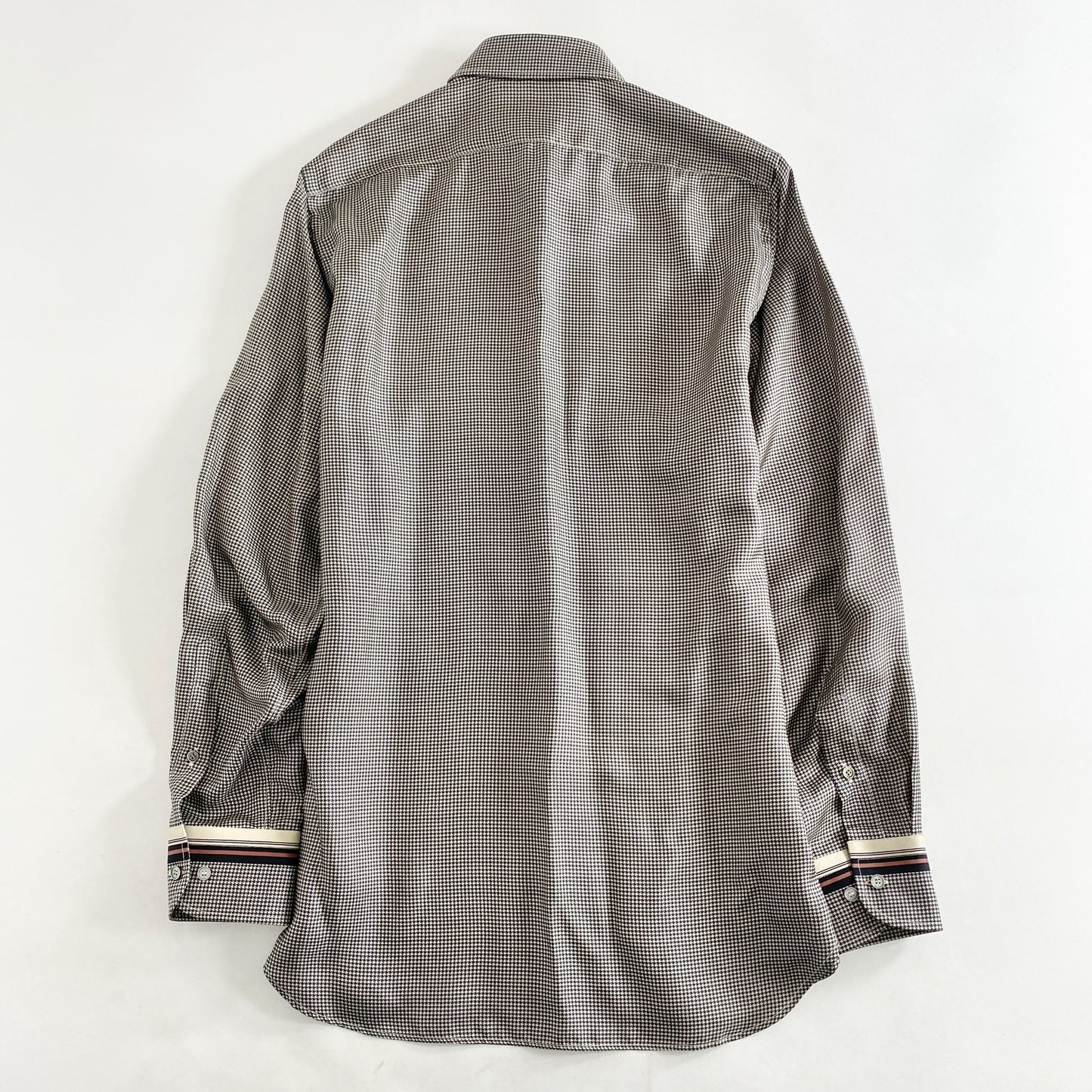 33L14 イタリア製 VALENTINO ヴァレンティノ 千鳥しシルクシャツ 40 ブラック ベージュ silk100％ 長袖 SHIRT ストライプ