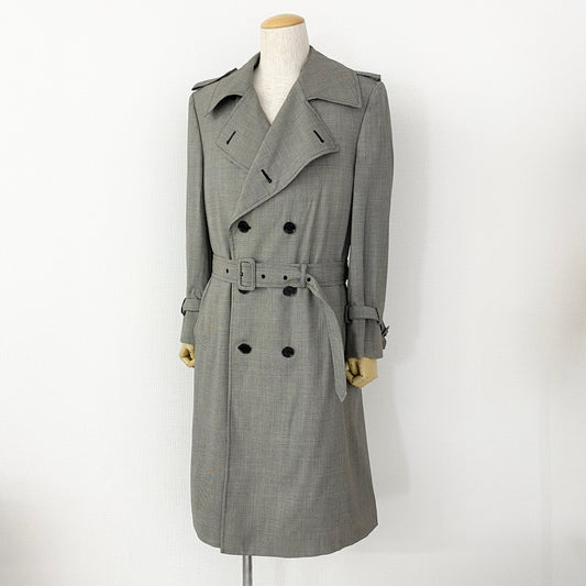 33L14《美品》イタリア製 VALENTINO ヴァレンティノ ウールトレンチコート 50 L相当 グレー 千鳥チェック TRENCH COAT アウター