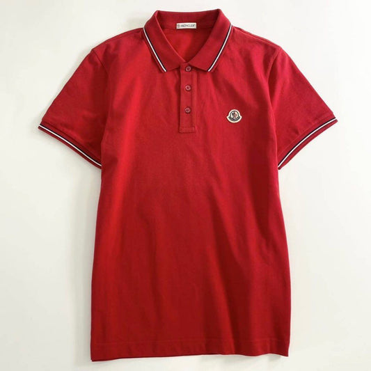 6e19-3 未使用タグ付☆MONCLER モンクレール ロゴワッペンポロシャツ サイズS レッド MAGLIA POLO MANICA C マリアポロマニカ メンズ 夏