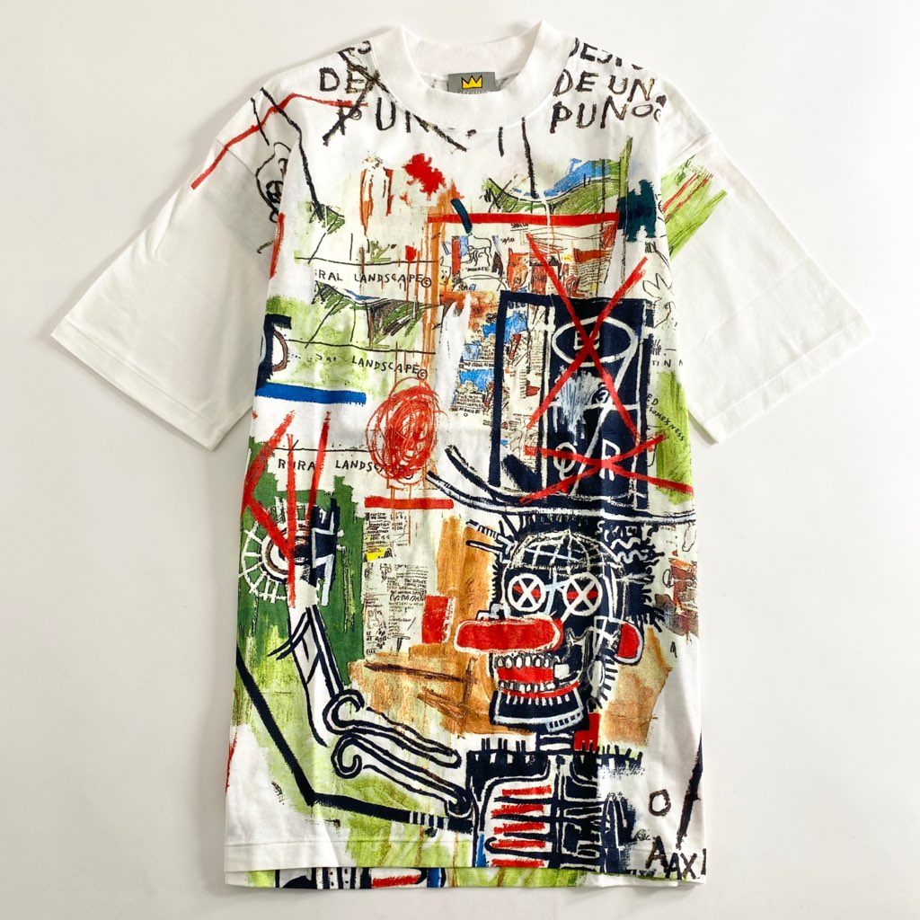 55b13 《美品》 BASQUIAT バスキア 00’s デッドストック 展覧会限定 アートTシャツ ホワイト 日本製 ジャン＝ミシェル バスキア カットソー TEE 絵画