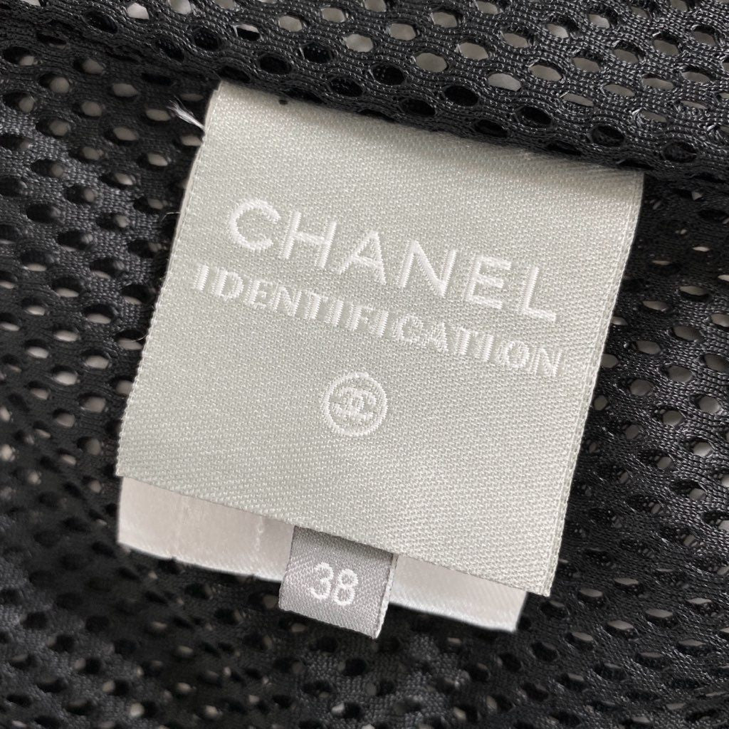 4b3 CHANEL シャネル 03P ジップアップメッシュワンピース 38 ブラック イタリア製 ノースリーブ ドレス