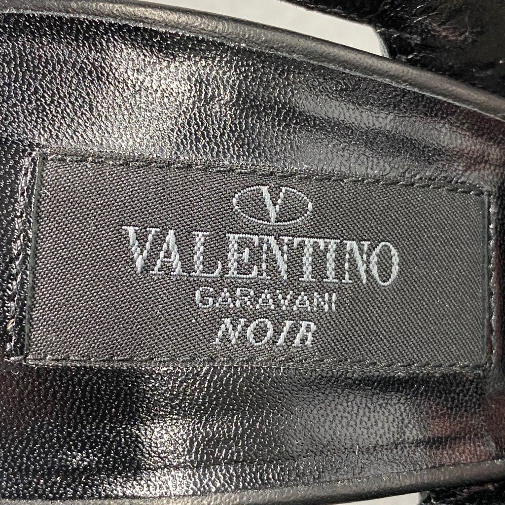 b6 VALENTINO GARAVANI ヴァレンティノ イタリア製 ロックスタッズ アンクルストラップ ハイヒール パンプス シューズ 37 ブラック レザー MADE IN ITALY