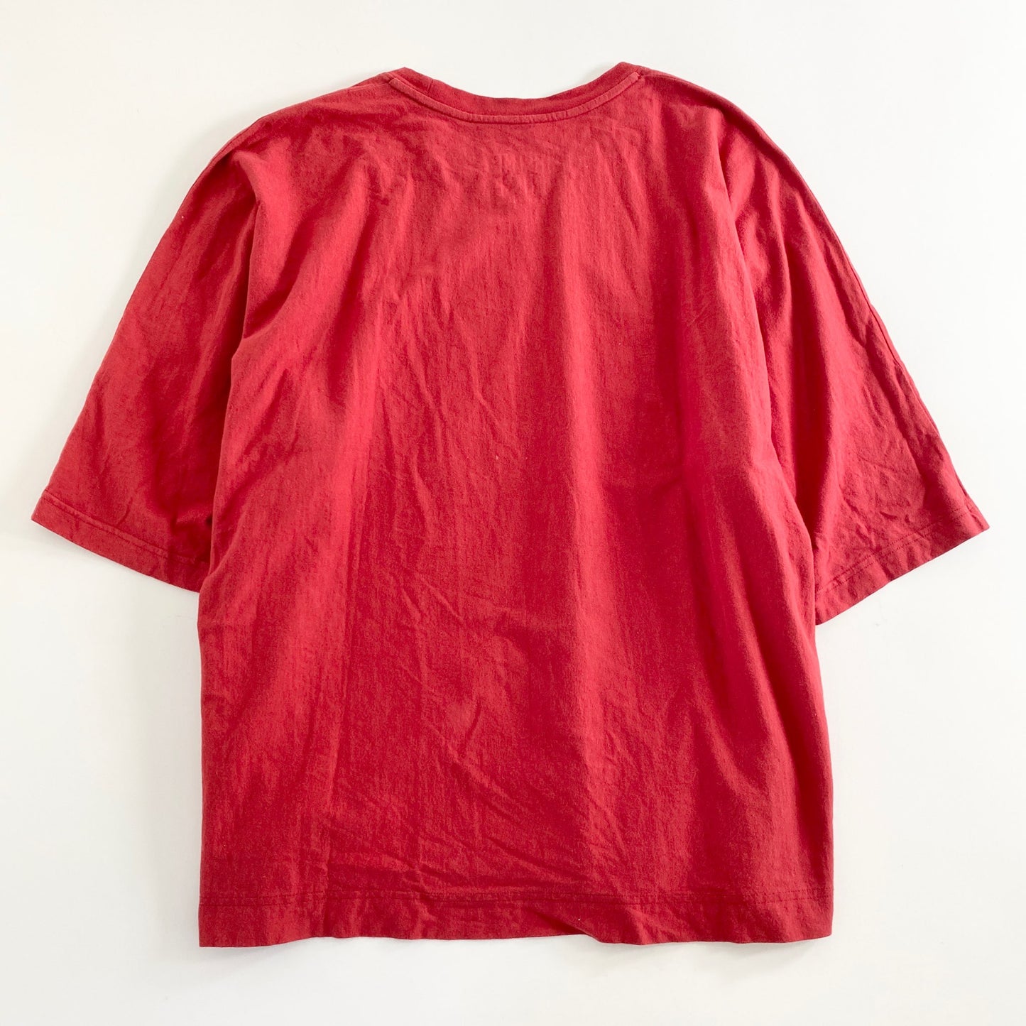 39a21 HOMME PLISSE ISSEY MIYAKE オムプリッセ イッセイミヤケ 日本製 ワイドシルエット カットソー 半袖 Tシャツ クルーネック HP12JK309 2 レッド コットン100％ MADE IN JAPAN