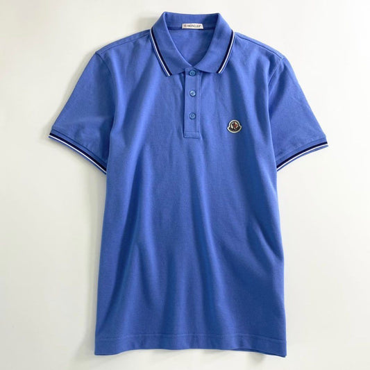 6e19-15 未使用タグ付☆MONCLER モンクレール ロゴワッペンポロシャツ サイズS ブルー MAGLIA POLO MANICA C マリアポロマニカ メンズ