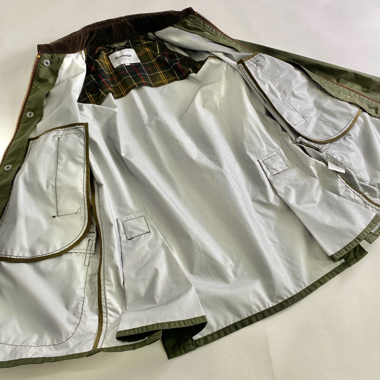 33L7《美品》Barbour バブアー BEDALE ビデイル ナイロンジャケット S カーキ 羽織 上着 カバーオール