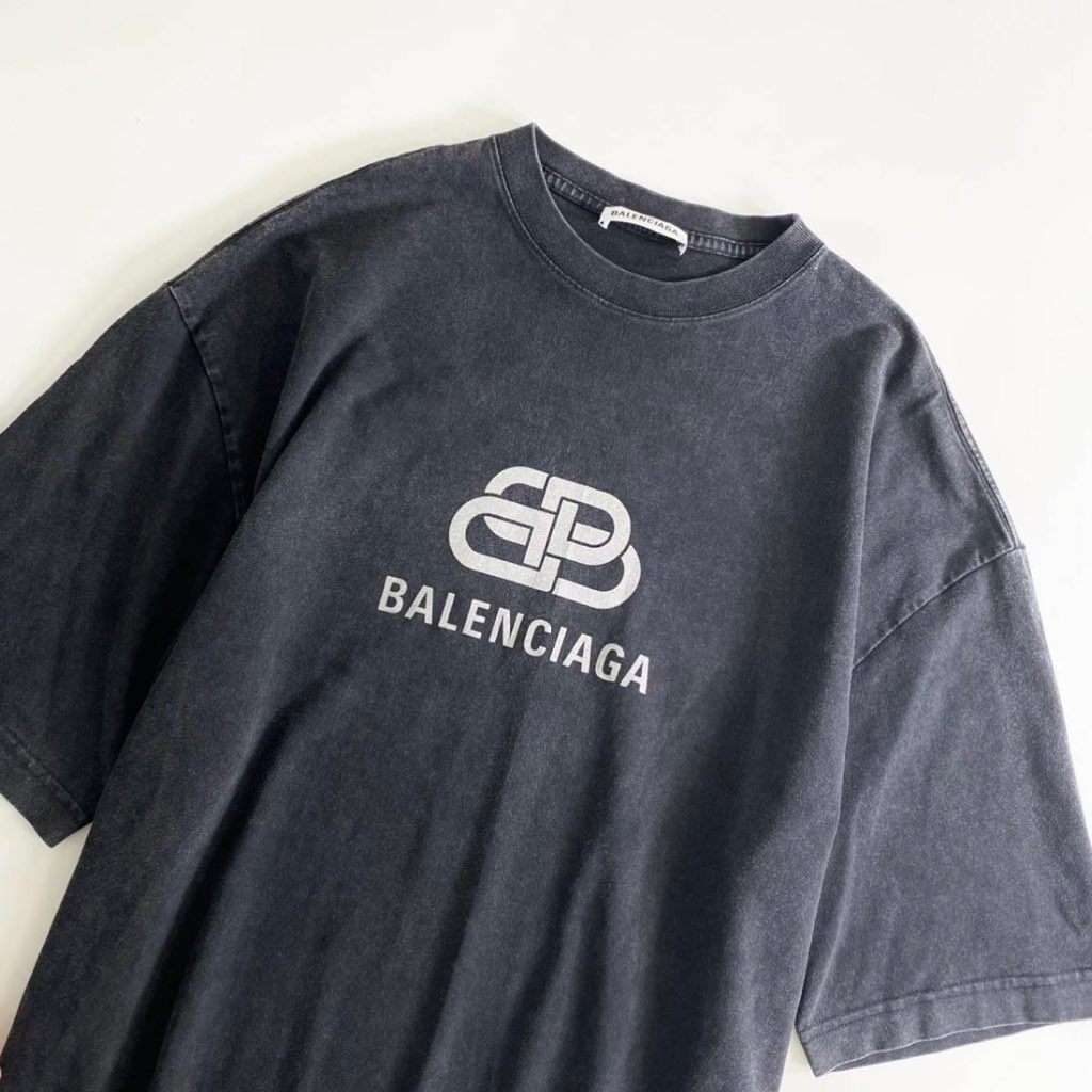 11i10 BALENCIAGA バレンシアガ ロゴプリントオーバーサイズTee S ブラック メンズ カットソー Tシャツ ビッグシルエット 半袖 春夏