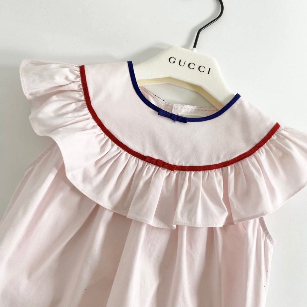 51i18 GUCCI グッチ ノースリーブワンピース 24 80cm相当 ピンク キッズ 子供服 ベビー服 女の子 チュニック 春夏 ハンガー付 イタリア製