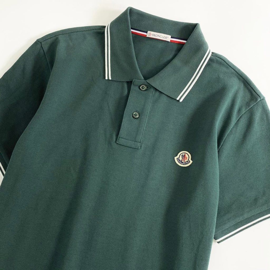 7e19-12 タグ付 MONCLER モンクレール ロゴワッペンポロシャツ サイズS グリーン MAGLIA POLO MANICA マリアポロマニカ メンズ 半袖 春夏