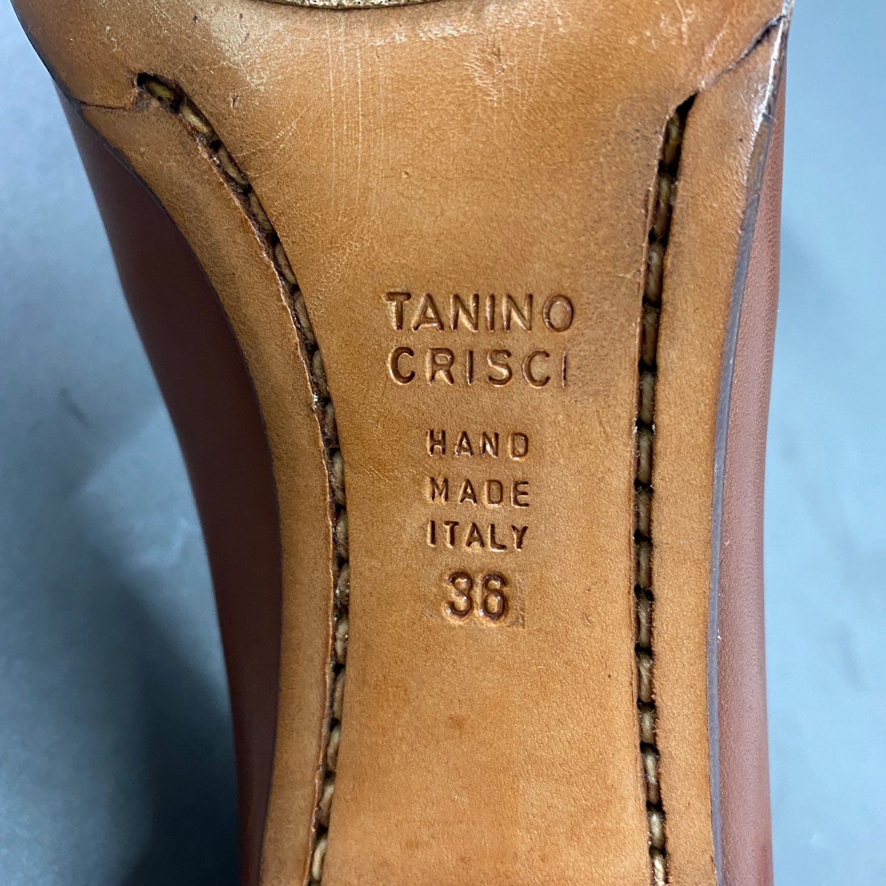 2b9 TANINO CRISCI タニノクリスチー イタリア製 リボン チャンキーヒール パンプス シューズ 36 ブラウン レザー MADE IN ITALY