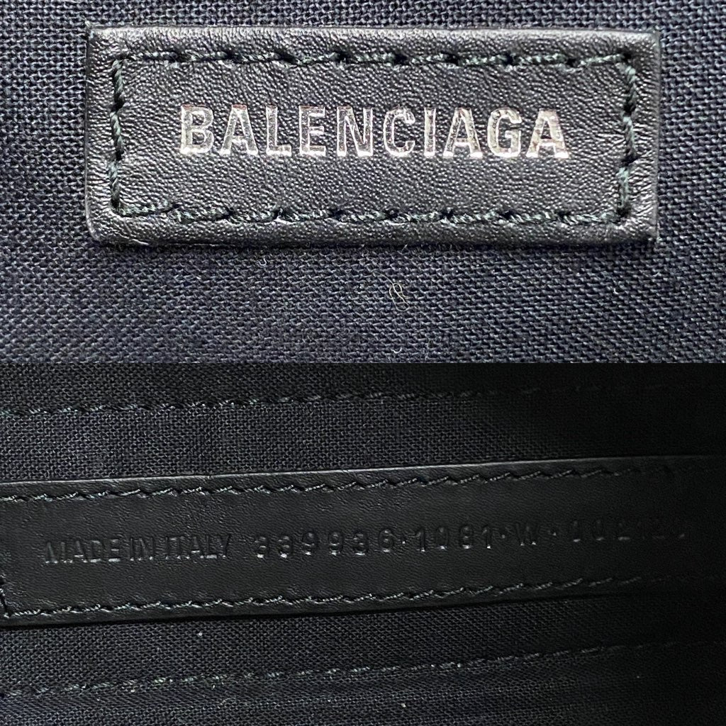 2L16 《美品》 BALENCIAGA バレンシアガ 339936 ネイビーカバス トートバッグ ポーチ付 ナチュラル/ブラック　クリーム キャンバス