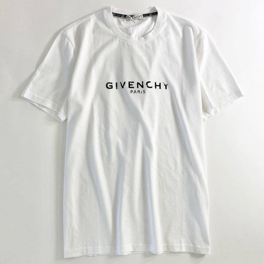 7e20 未使用タグ付 GIVENCHY ジバンシー VINTAGE SLIM FIT T-SHIRT サイズL ホワイト メンズ Tシャツ 半袖 ロゴプリント クルーネック