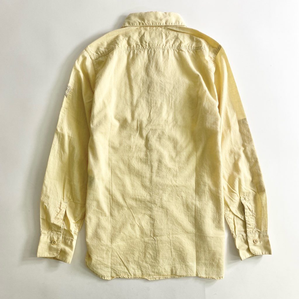 26b25 《美品》 タグ付 Nigel Cabourn ナイジェルケーボン 日本製 長袖シャツ ロングスリーブ 刺繍 8 イエロー コットン MADE IN JAPAN