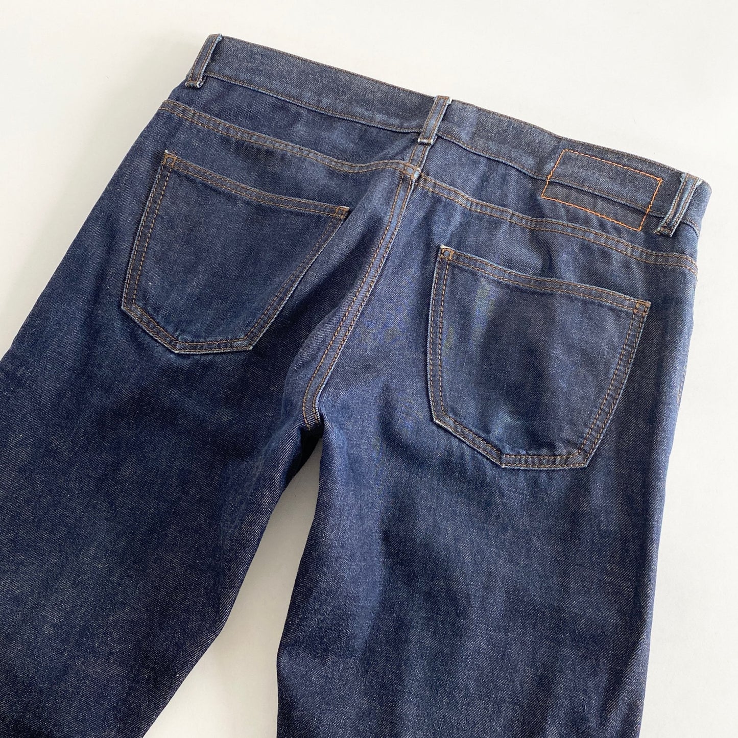 3L14 フランス製☆HERMES エルメス セリエボタン デニムパンツ 40 インディゴ ジーンズ DENIM PANTS セルビッチ オレンジ